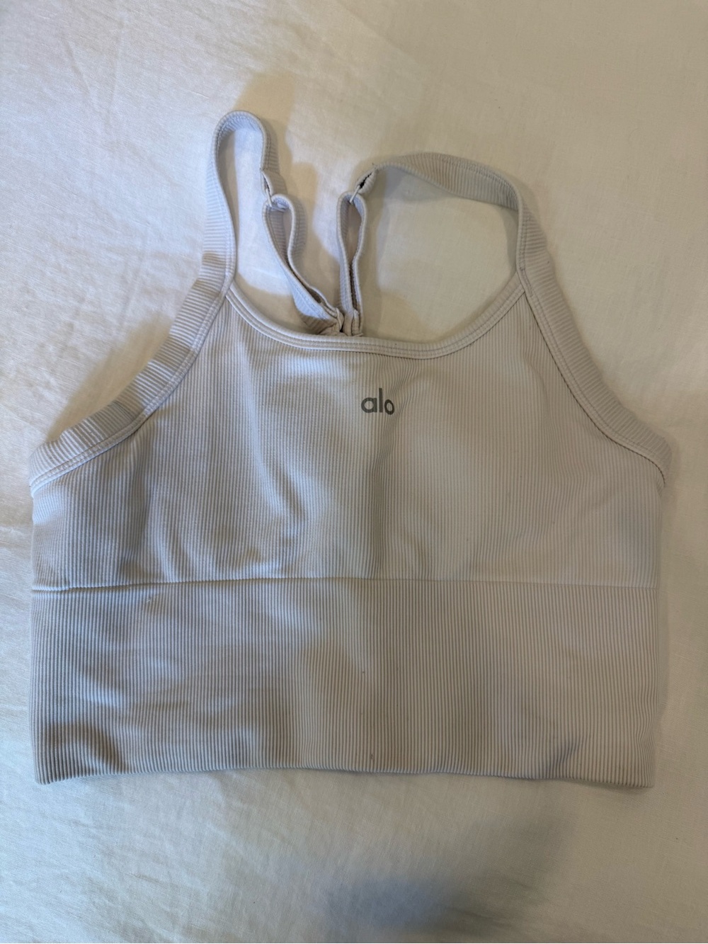 ALO Yoga Ribbed Crop Top in Light Gray